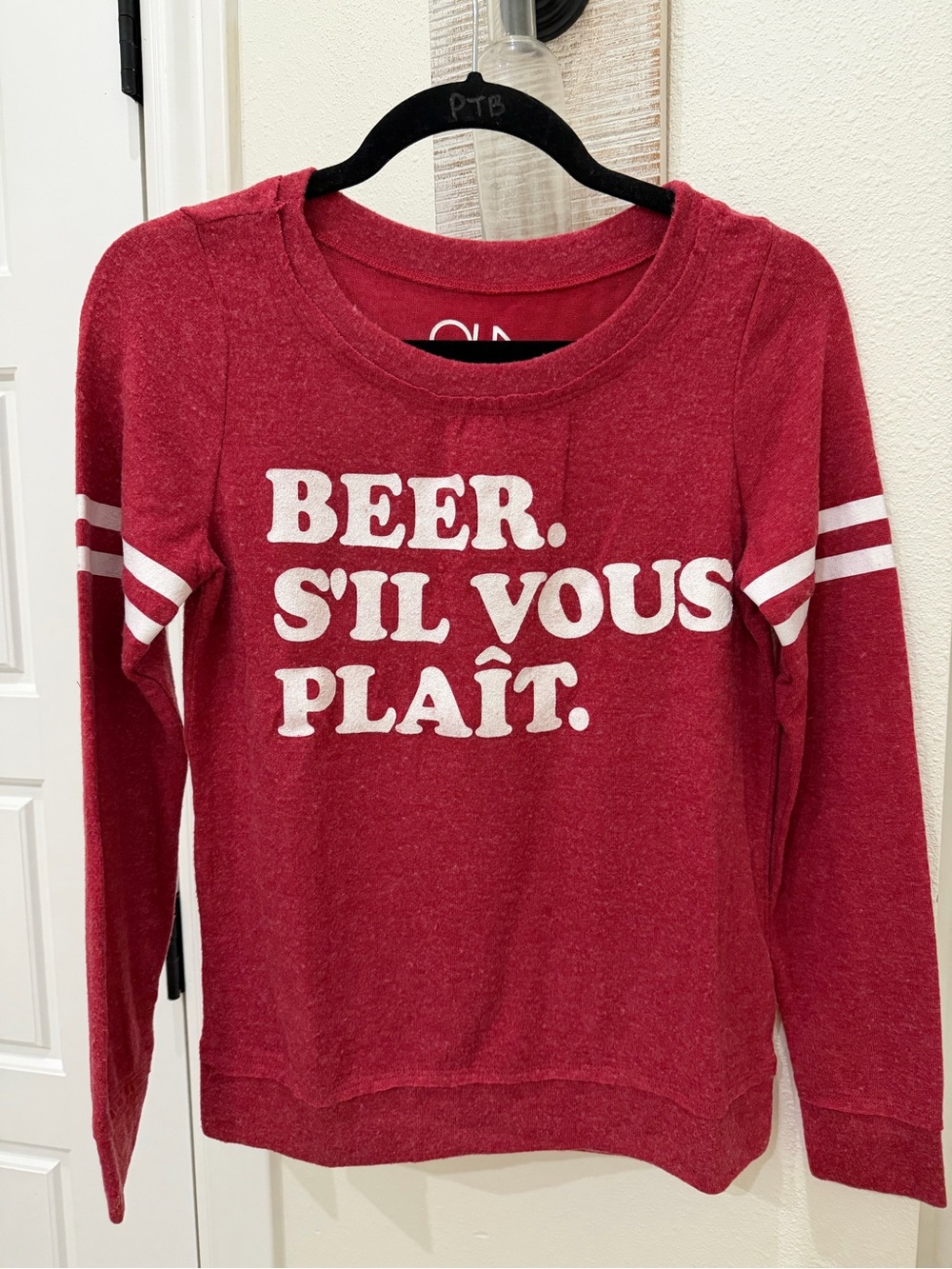 Chaser Red Crewneck Sweatshirt with White Stripe & Text